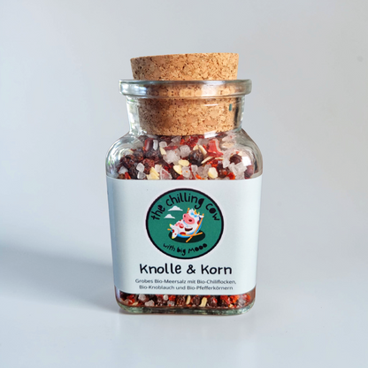 Knolle und Korn - Grobes Meersalz mit Chili, Knoblauch und Pfeffer