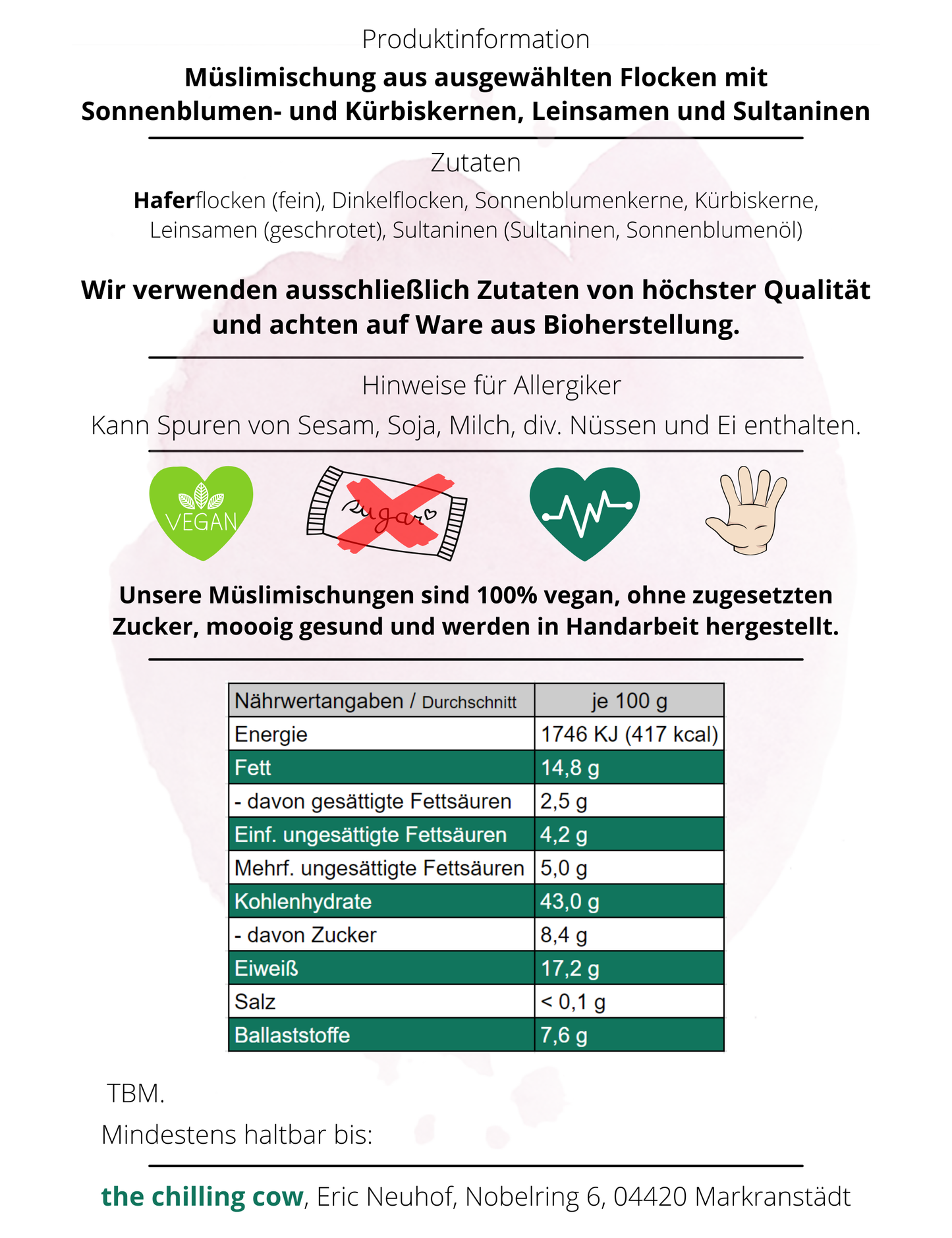 The Basic MOOO - veganes, klassisches Müsli aus Handarbeit